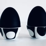 Image of the Verner Panton Menu egg cups featured in this ad.